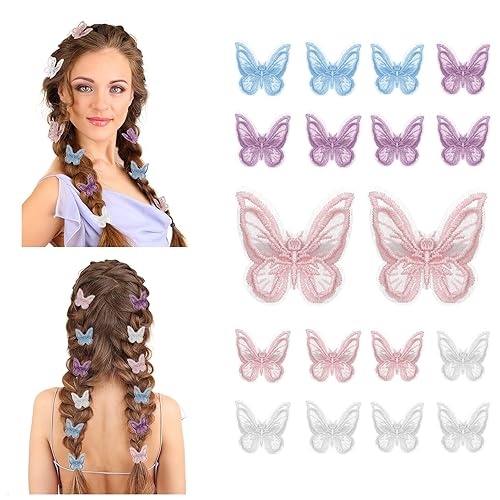 18 pinzas de mariposa para el cabello, accesorios para el cabello de Halloween, adornos de mariposa de Navidad, adornos de encaje bordado de
