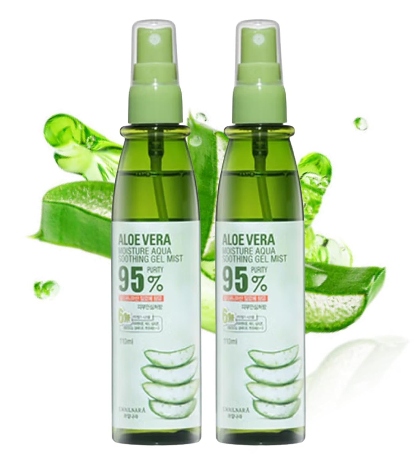 Aloe Vera Moisture Aqua Soothing Gel Mist 110ml, Hydrating Face Mist Spray, Cooling Calming Facial Spray, Lightweight Moisturizing Mist For Dry Sensitive Skin, Korean Skincare (2 Pack 110ml Each)