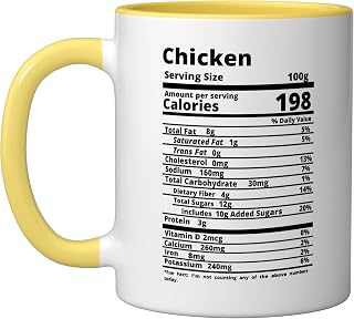 Chicken Nutrition Facts Food Thanksgiving Friendsgiving Gift Ceramic Mug, Yellow/White
