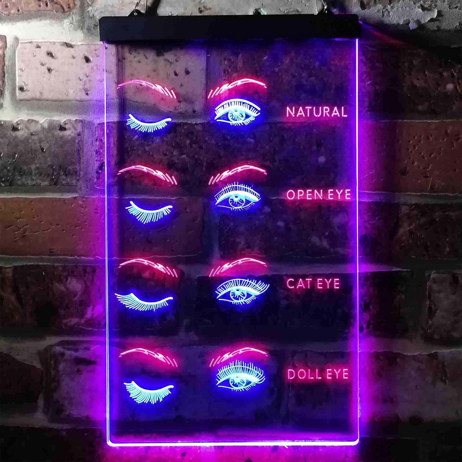ADVPRO Eyelash Style Natural Cat Open Doll Eyes Beauty Salon Dual Color LED Neon Sign Red & Blue 12 x 16 Inches st6s34-i3744-rb