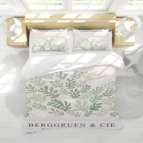 Henri Matisse - Juego de edredón de arte abstracto suave y transpirable, 3 piezas con cierre de cremallera, funda nórdica y 2 fundas de almohada,