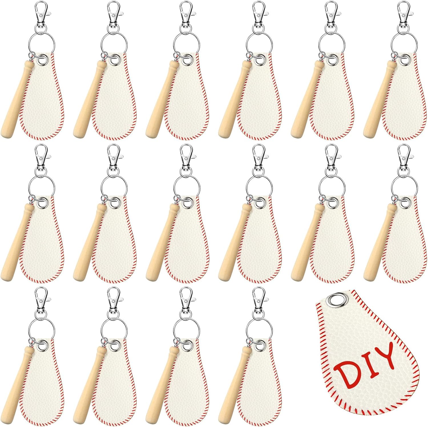 Ferreve Baseball Softball Keychain Bulk Ball Party Favors Luggage Tags Travel Labels with Ring DIY Name ID Card