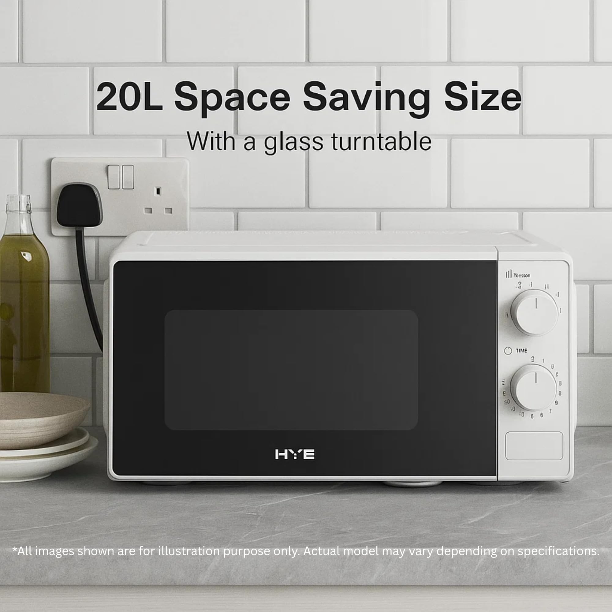 HYE Microwave - 20L 700W White Microwave Oven, Compact & Freestanding Design, Manual Controls, Preset Cooking Functions, Various Power Levels - SA01MM207W13 — view 5