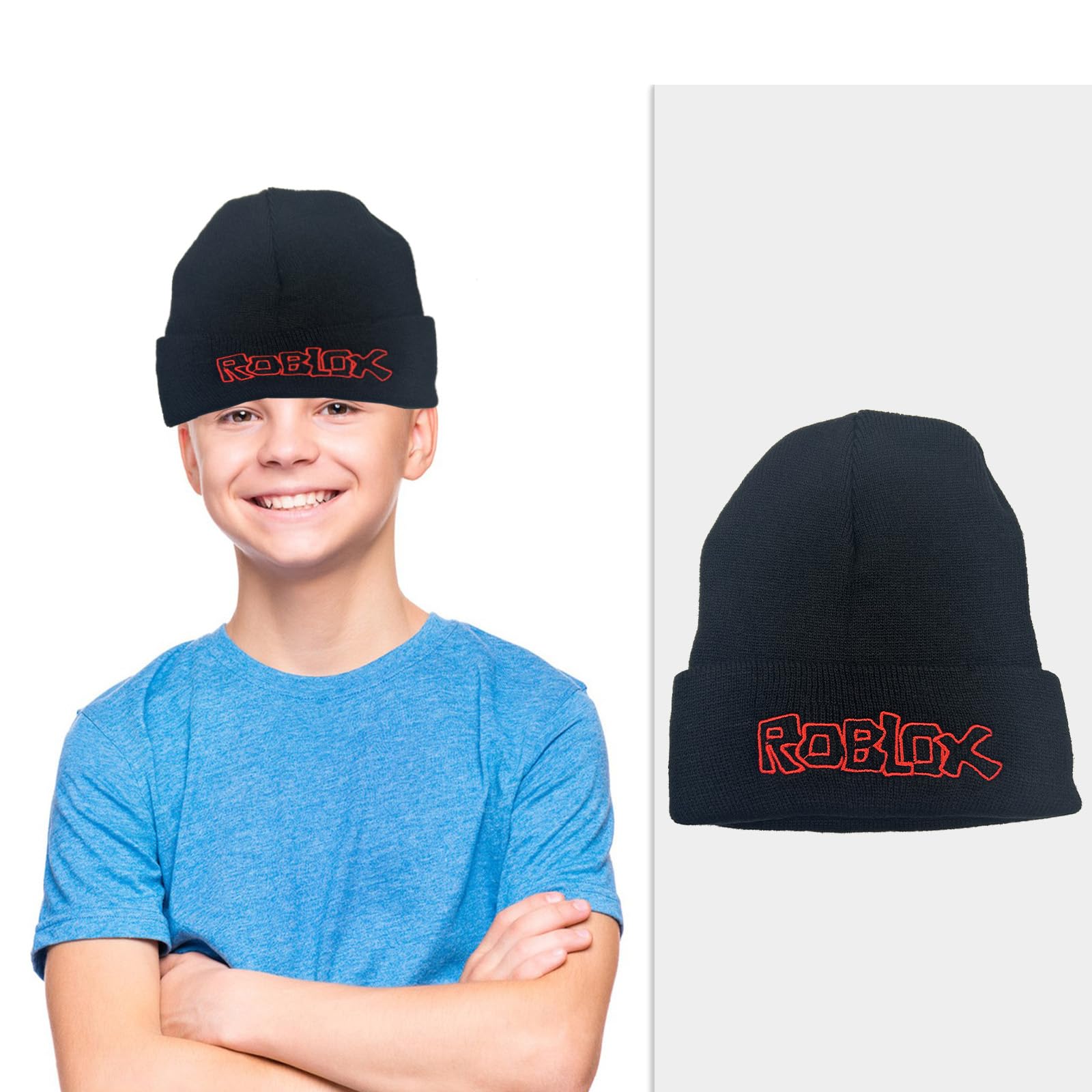 PQKL-Party Cappello Roblox, Berretto Invernale Lavorato a Maglia, Beanie Caldo, Accessori e Gadget Morbido Berretto da Sci per Bambini Ragazzi Ragazze Fan Regalo