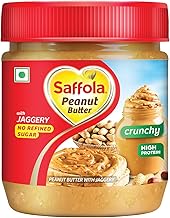 Saffola Peanut Butter with Jaggery, Crunchy 350 gm | High Protein Peanut Butter | No Refined Sugar