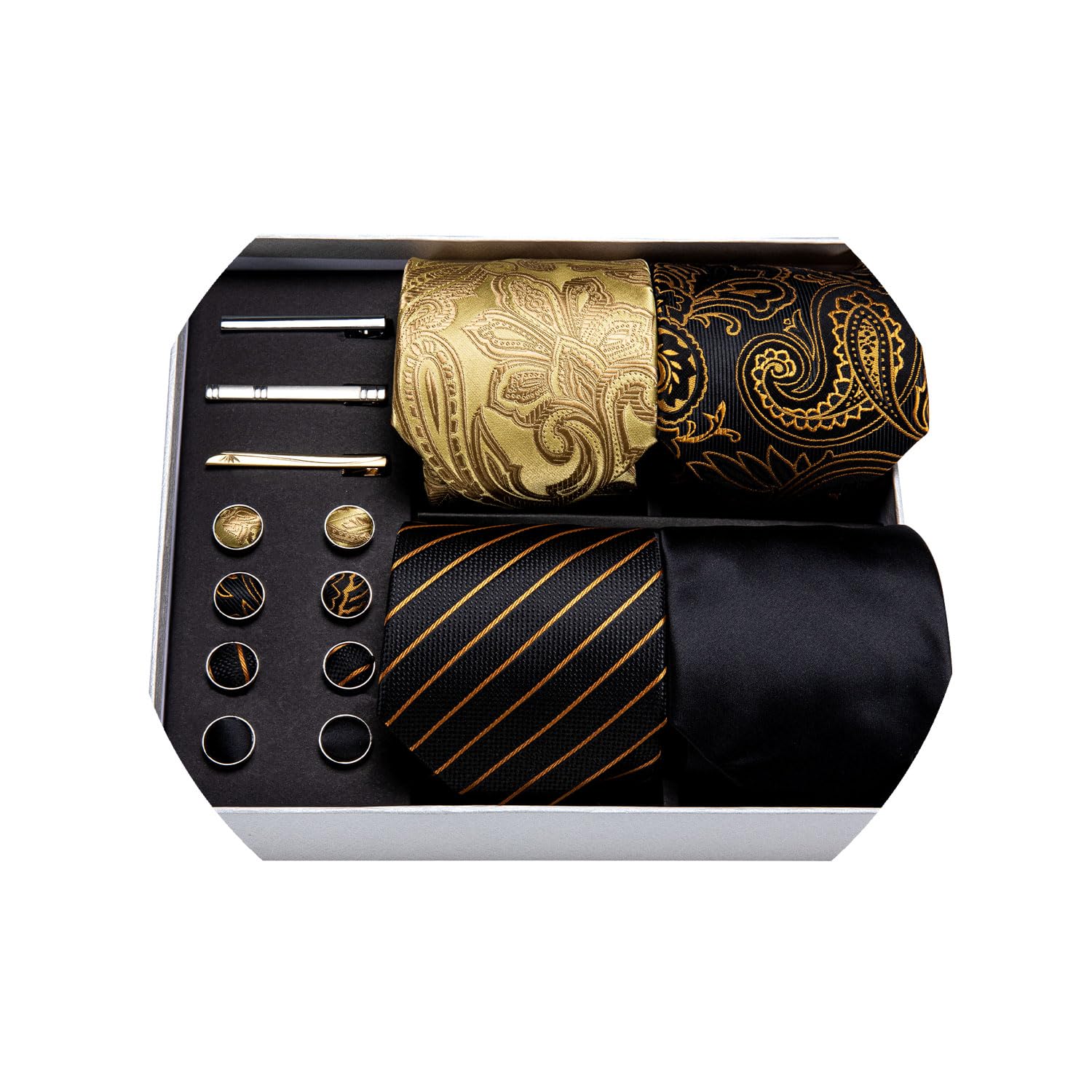 Barry.Wang 15PCS Mens Tie Sets Collection Gift Box Necktie Clips Hanky