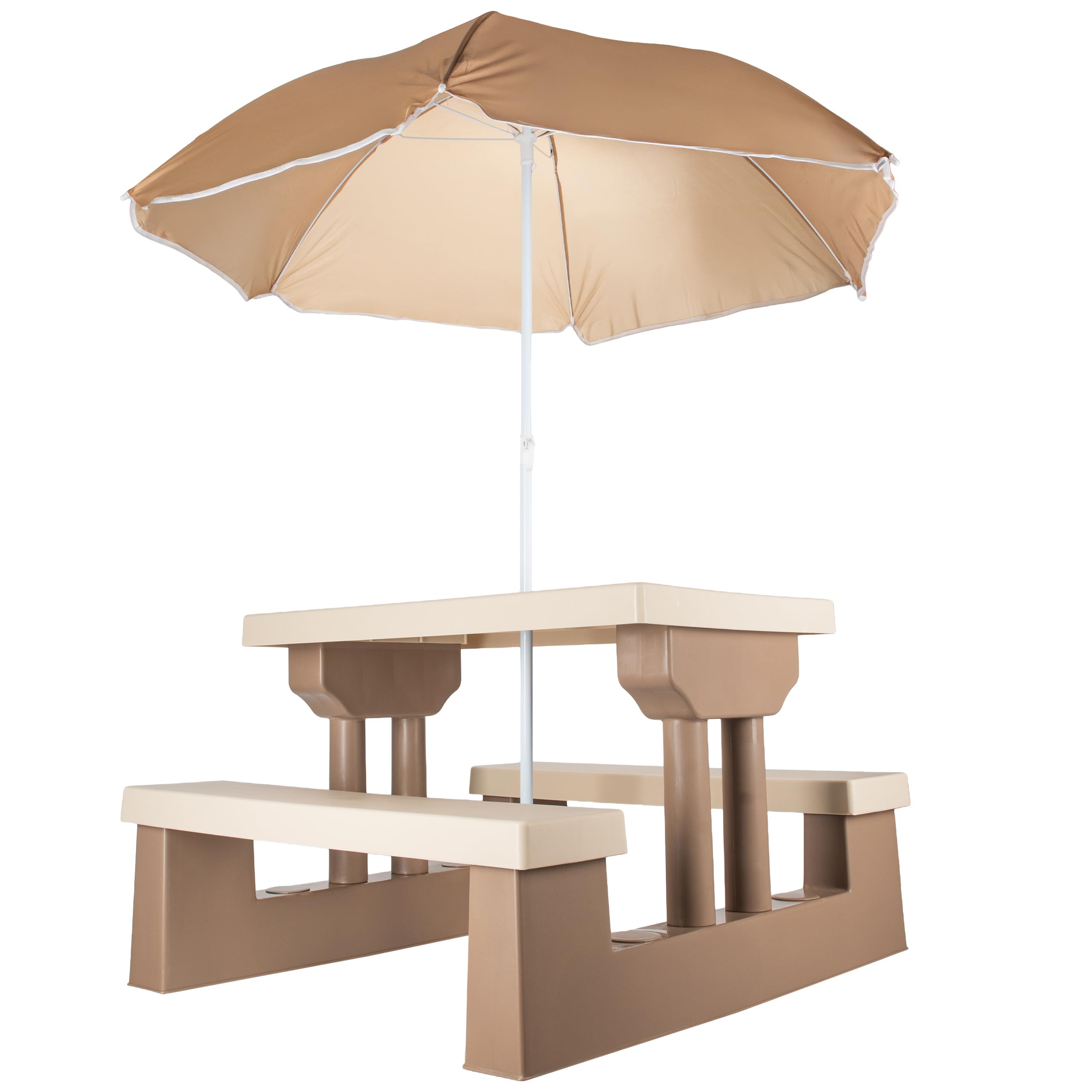 COIL Mobilier de jardin pour enfants - Table avec parasol et bancs intégrés - Ensemble de mobilier de plein air pour enfants à partir de 3 ans