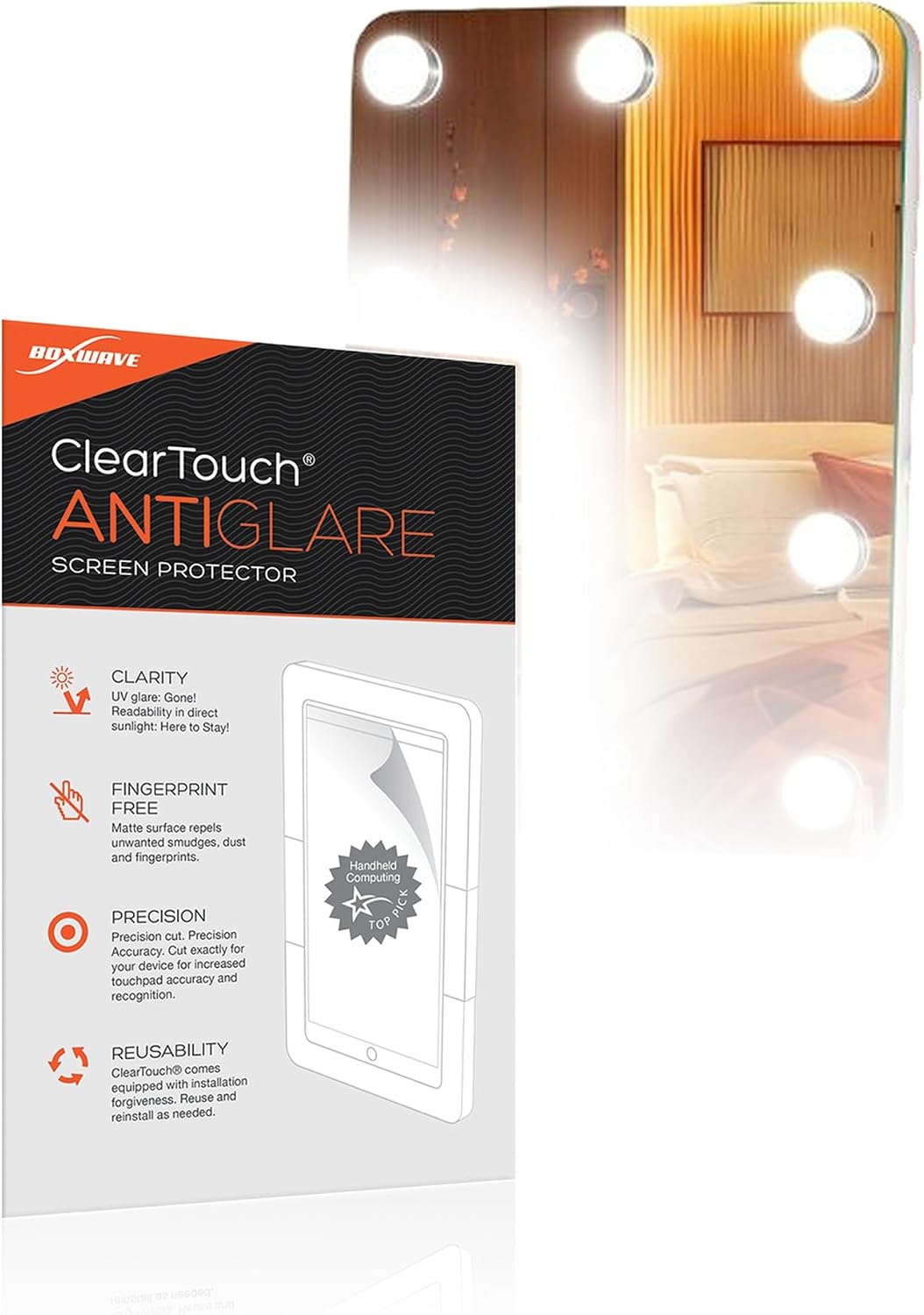 BoxWave Screen Protector Compatible with Hasi LED Makeup Mirror with Bluetooth Speaker (11in x 14in) (DP207) - ClearTouch Anti-Glare (2-Pack), Anti-Fingerprint Matte Film Skin