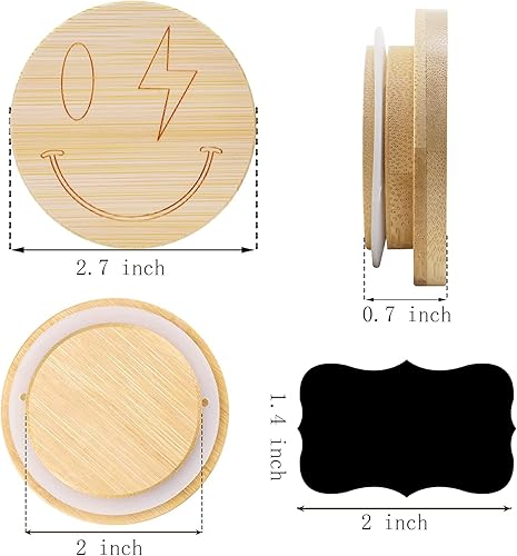 Miniatura 2 de Oui - Juego de 8 tapas para tarros de yogurt, anillos de sellado de silicona reutilizables naturales con diseño sonriente personalizado para un