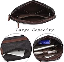 Herren Handgelenk-Tasche Aus Canvas – Mit Reißverschluss, 24,9x17,8 Cm, Schwarz