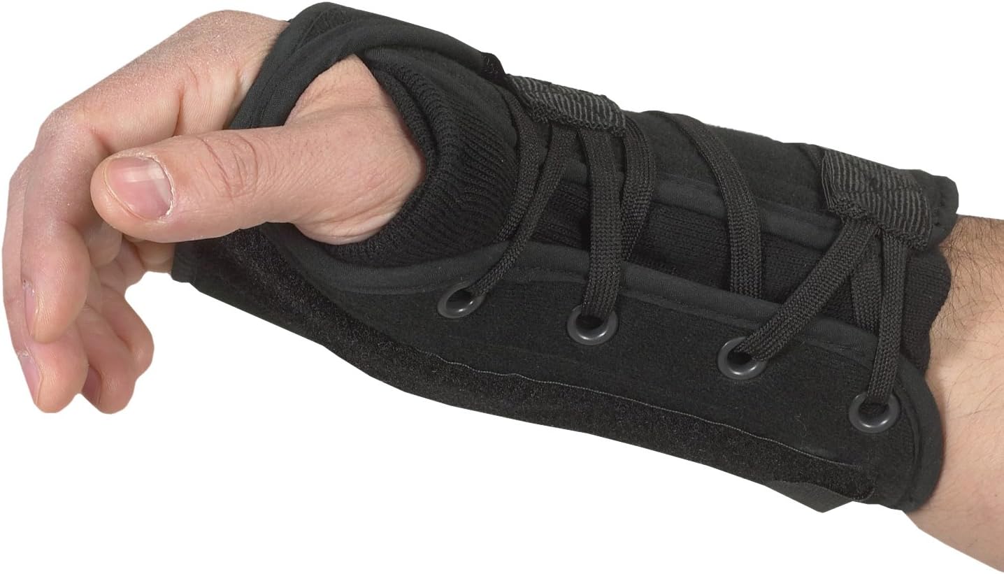 Lace-Up Left Hand Wrist Support, Black, Medium
