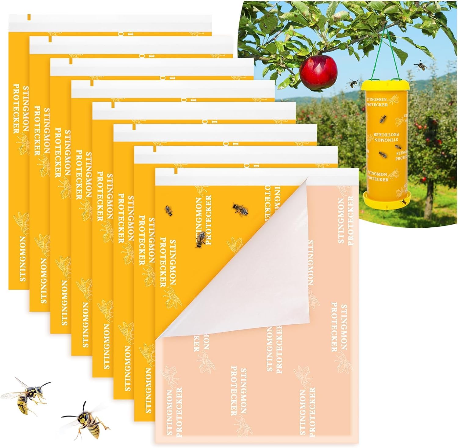 Stingmon 8 Pack Carpenter Bee Traps for Outside, Disposable Wasp Traps Outdoor Hanging, Yellow Jacket Traps, Hornet Trap, Carpenter Bee Killer Hornet Catcher for Garden, Patio