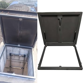 Egress Well Cover Flat Roof Access Hatch Lid 39in 36in 34in 32in 30in 28in 26in, Attic Stairway Exit Anti-Theft Door, Outdoor Rooftop Maintenance Hatches Metal, Warehouse Basement32"x36"/81x91cm