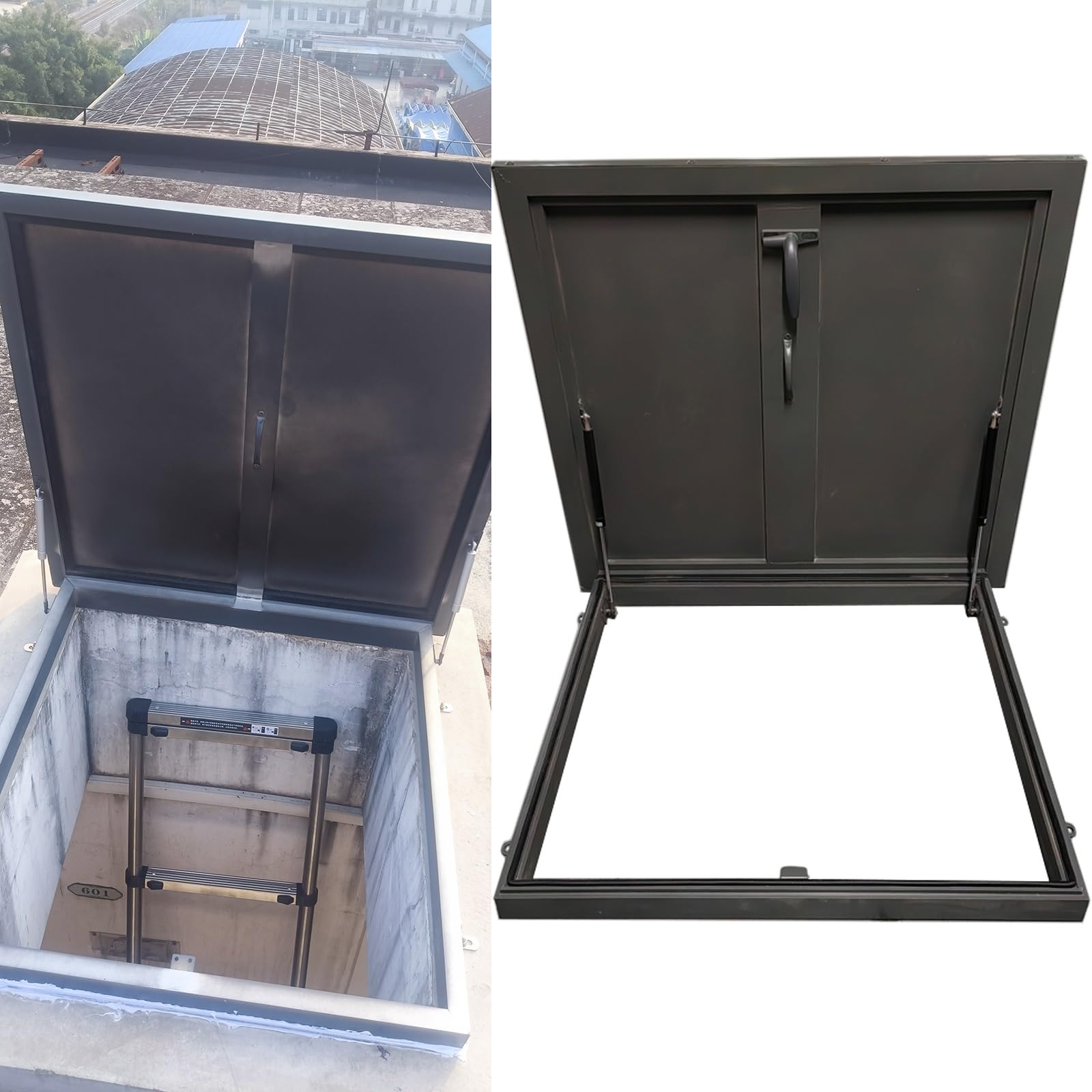 Egress Well Cover – płaski dach wejściowy 99 x 66 cm, metalowe drzwi wejściowe na poddasze, właz konserwacyjny antykradzieżowy do magazynu i piwnicy (28in x26in / 71 x 66 cm)