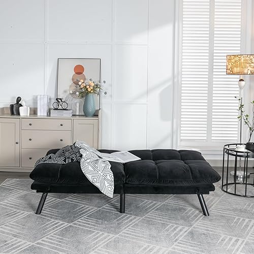 Miniatura 7 de Anwick Sofá cama tipo futón convertible, sofá cama de 71 pulgadas con respaldo ajustable, moderno sofá biplaza para sala de estar compacta,