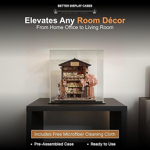 Vista 280 de Better Display Cases Versátil vitrina de acrílico transparente - Caja rectangular grande con base blanca 18" x 12" x 3" (BK09)