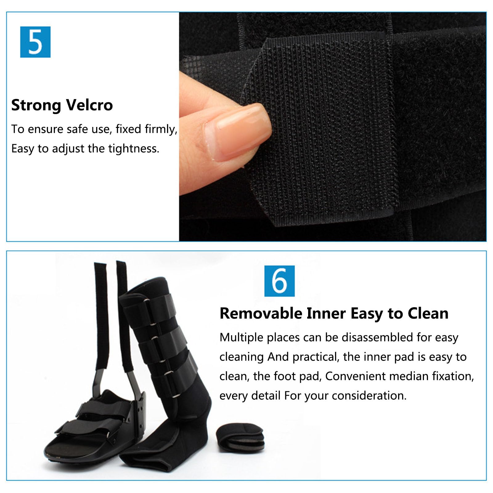 HAILM Bota Walker Fractura, Cómoda y Transpirable, Férulas Ortopédicas Noche Pie, para Esguince Tobillo, Fractura Tensión, Pie Roto o Tendonitis Aquiles - Negro,S