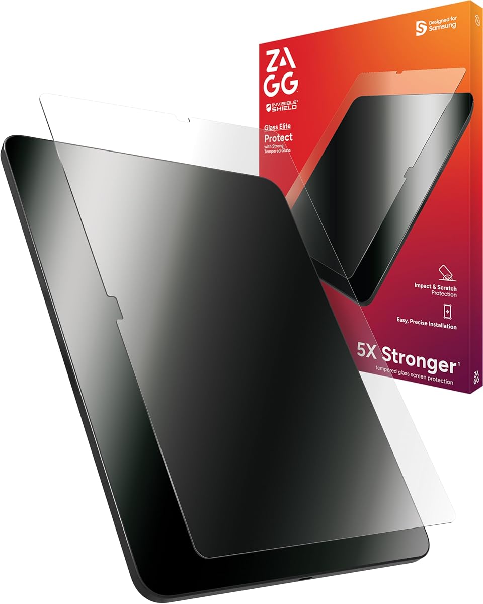 Protector de pantalla ZAGG Glass Elite para Samsung Galaxy Tab S10+ / Tab S9+ / Tab S9 FE+ - Vidrio templado 5 veces más resistente, materiales reciclados, sin manchas, fácil instalación