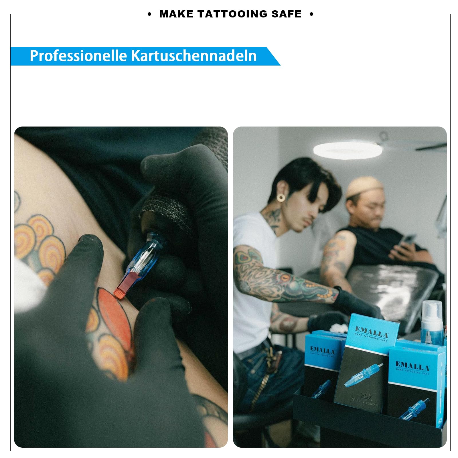 EMALLA ELIOT Tattoo Cartridges Nadeln 20 Stück #08 3RLL Runder Liner Nadeln Set Kartuschennadeln für Tattoo Pen Maschine Set