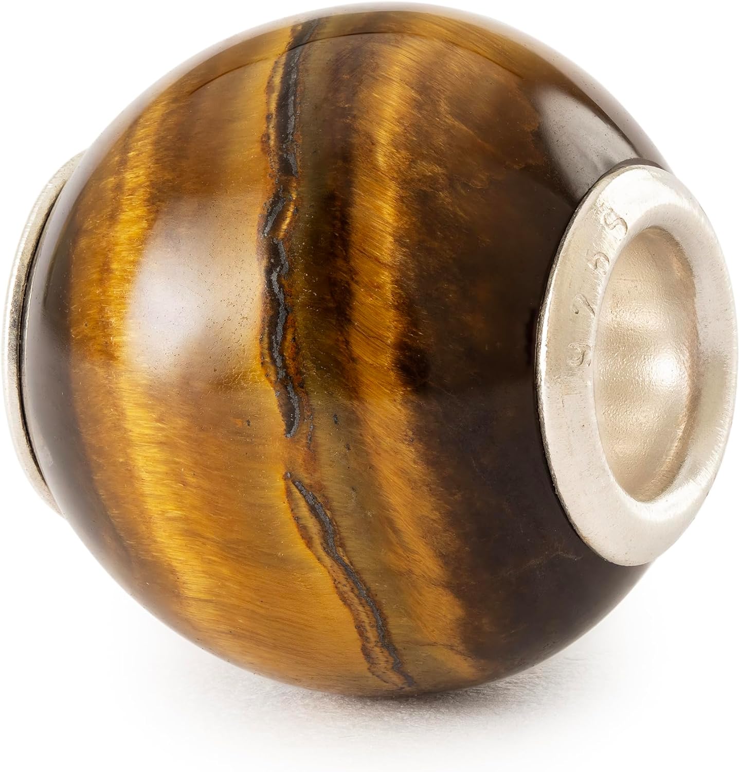 TROLLBEADS Round Yellow Tiger Eye Bead - Smooth Gemstone for Strength & Confidence | Authentic Brand Charm | Natural Stone | Carpe Diem Collection | Design by Lise Aagaard
