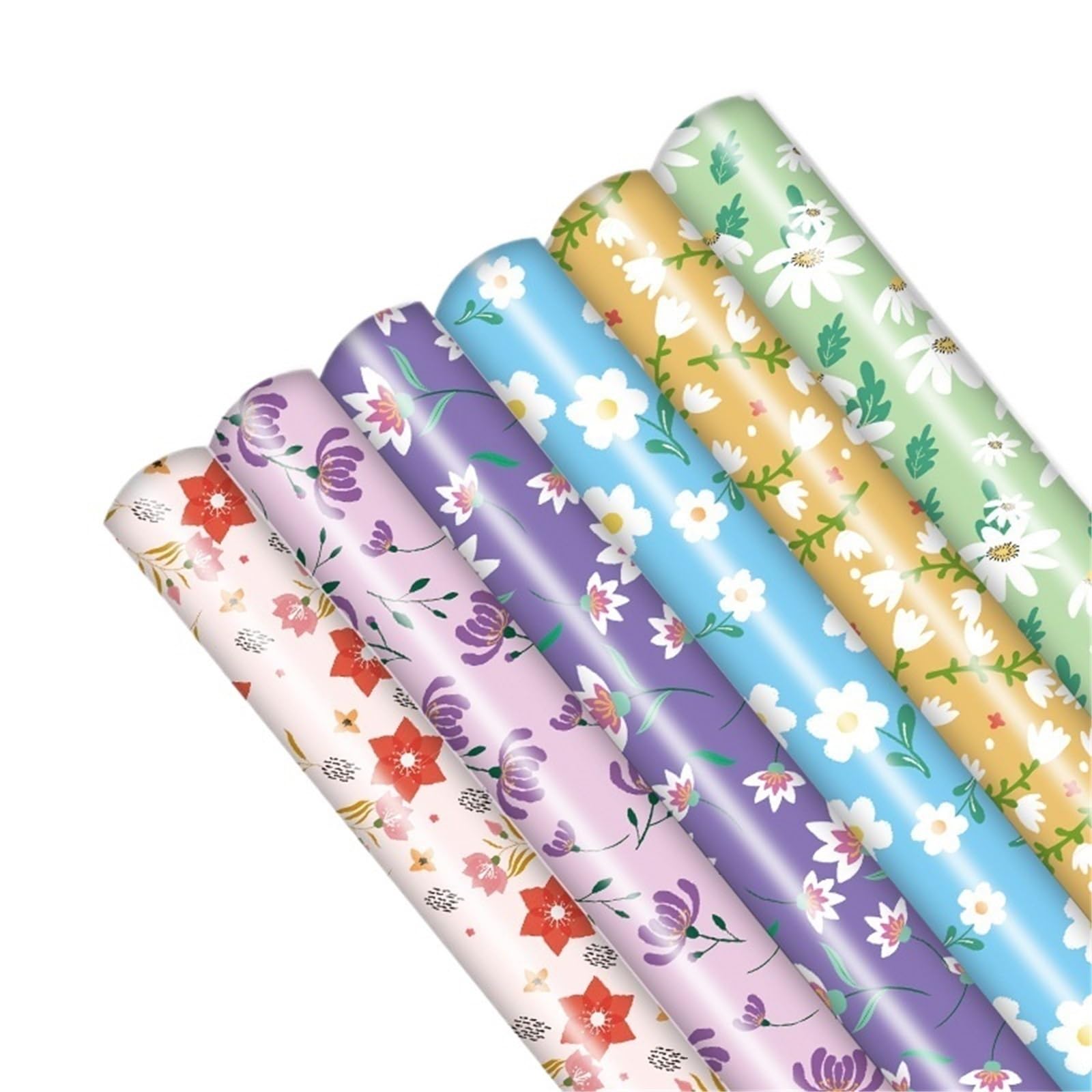 6 rollos de hojas papel regalo florales en rollo 50x70 cm para Cumpleaños, Bodas