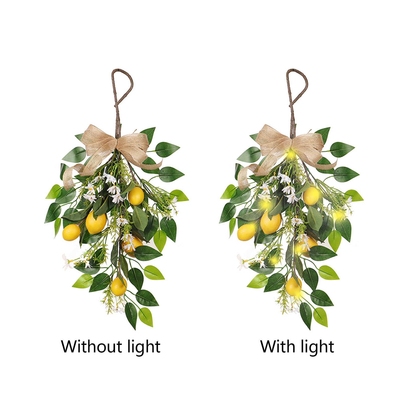 Couronne De Larme De Citron Artificielle Jaune - Décoration Suspendue Printanière Et Estivale