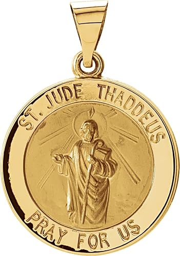 14k Yellow Gold Hollow Round St. Jude 