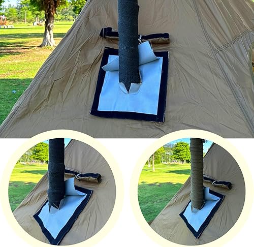 Miniatura 7 de Gato de estufa DIY 7.9 * 9 pulgadas Hot Tent Stove Jack Jack Kit de estufa para tienda de campaña al aire libre Jack con solapa de lluvia