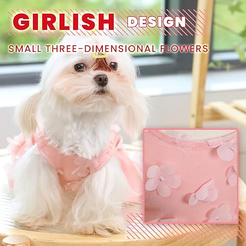 Miniatura 8 de Laifug Vestido de perro con estampado de cachorro, vestido de princesa para perro, ropa de fiesta linda (rosa, M)
