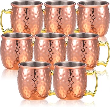 8 Pcs Mini Moscow Mugs 2 oz Mule Glasses Copper Cups for Home, Kitchen, Bar Drinkware Rose gold