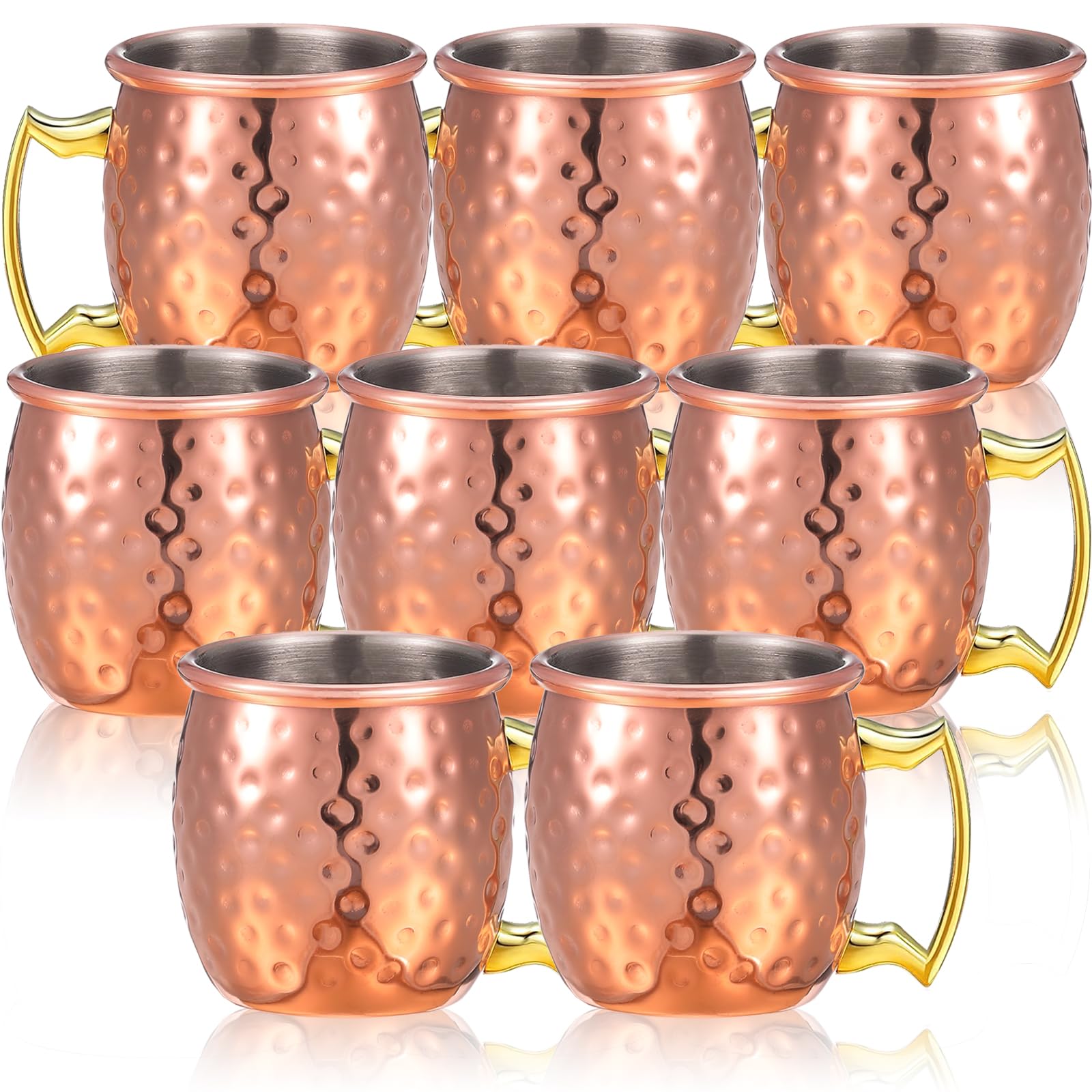 Yaure Joy 8 Pcs Mini Moscow Mugs 2 oz Mule Glasses Copper Cups for Home, Kitchen, Bar Drinkware (Rose gold)
