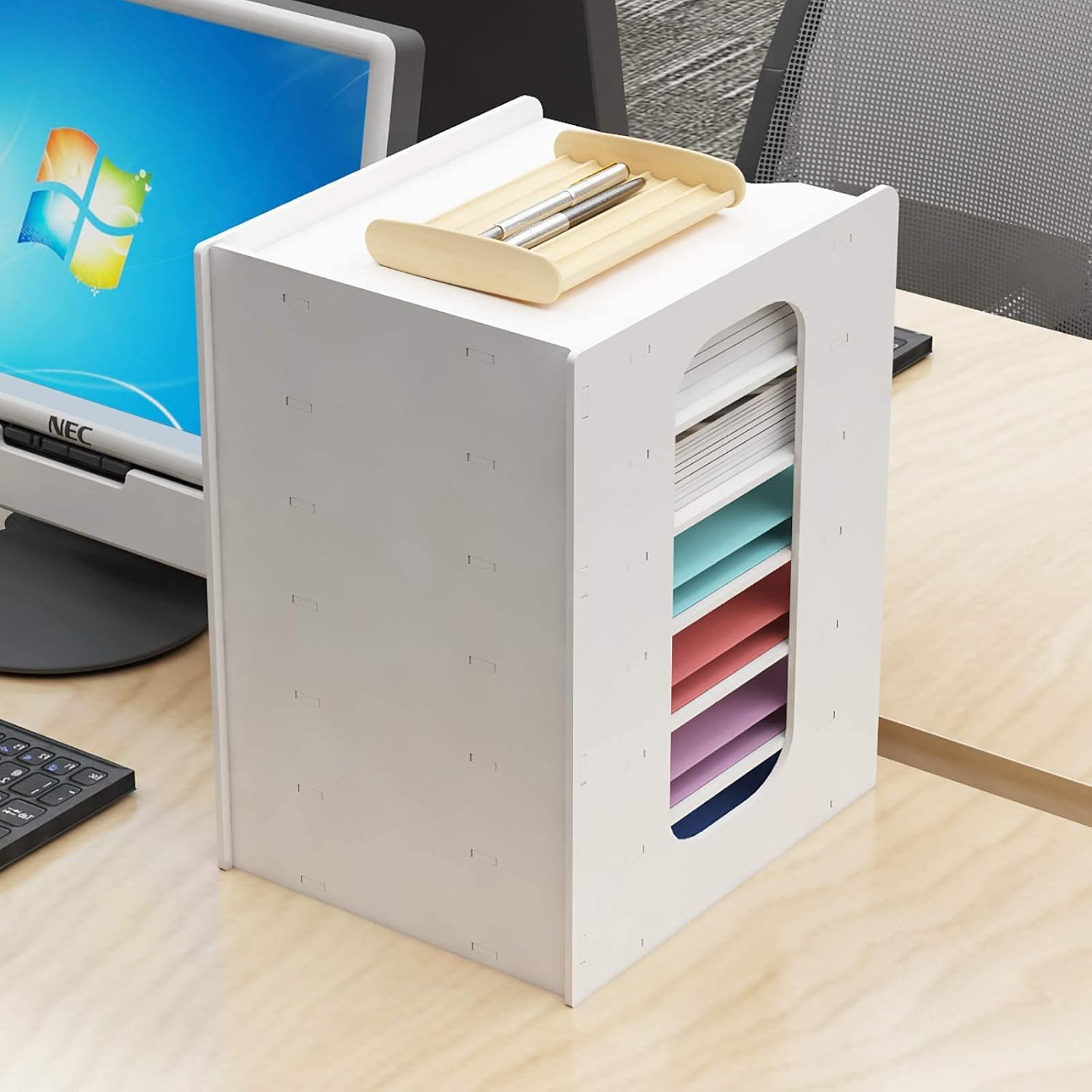 OHMG 7 Niveaux Organiseur de Bureau A4 Banette Trieur Casier Module de Rangement pour Bureau à Domicile