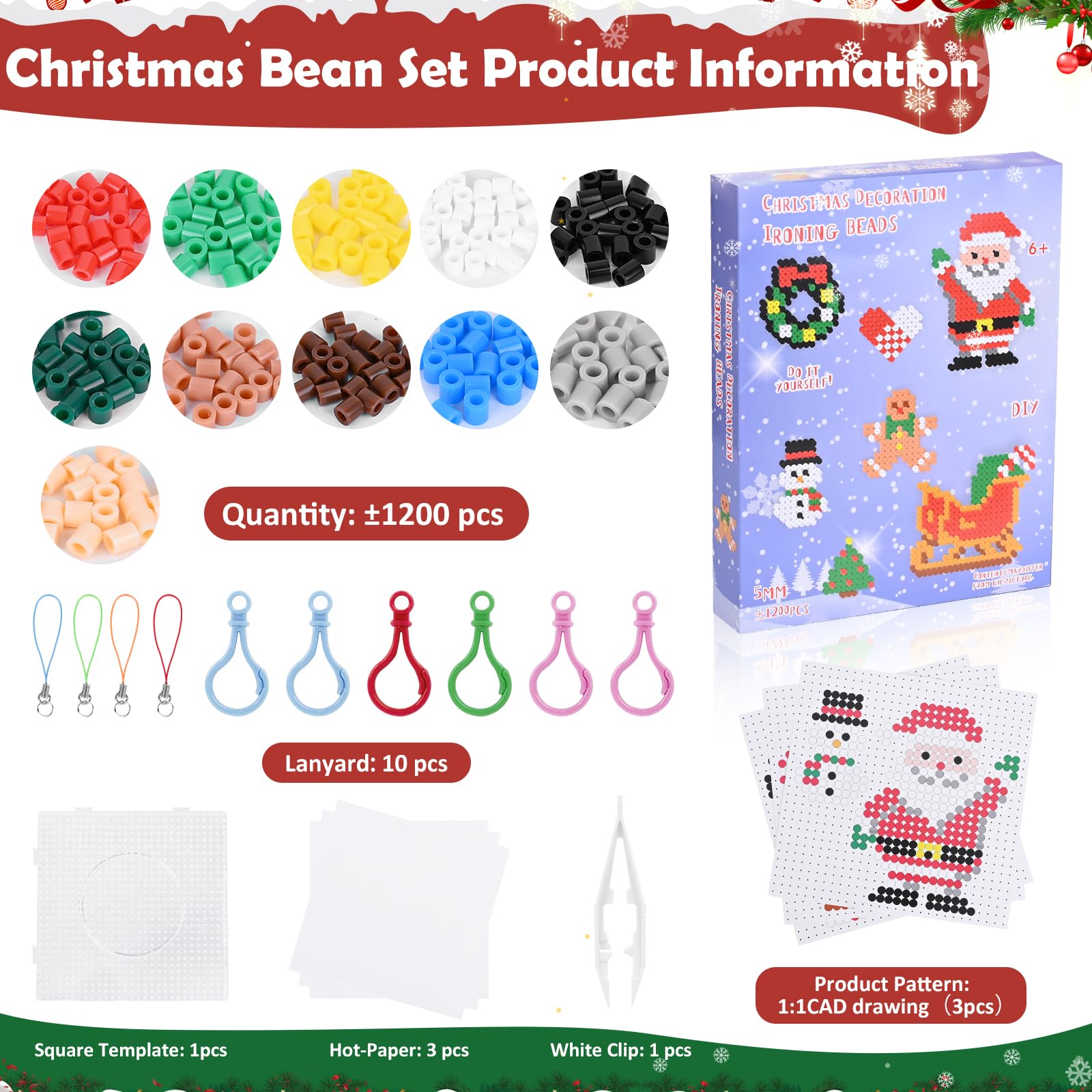 Sundaymot Kit per Creare perline da Stirare - 12.000 Perline 5mm, 26 Colori Perline, 4 Piastre Termiche, 2 Pinzette - Giocattolo Creativo per Bambini dai 6 Anni