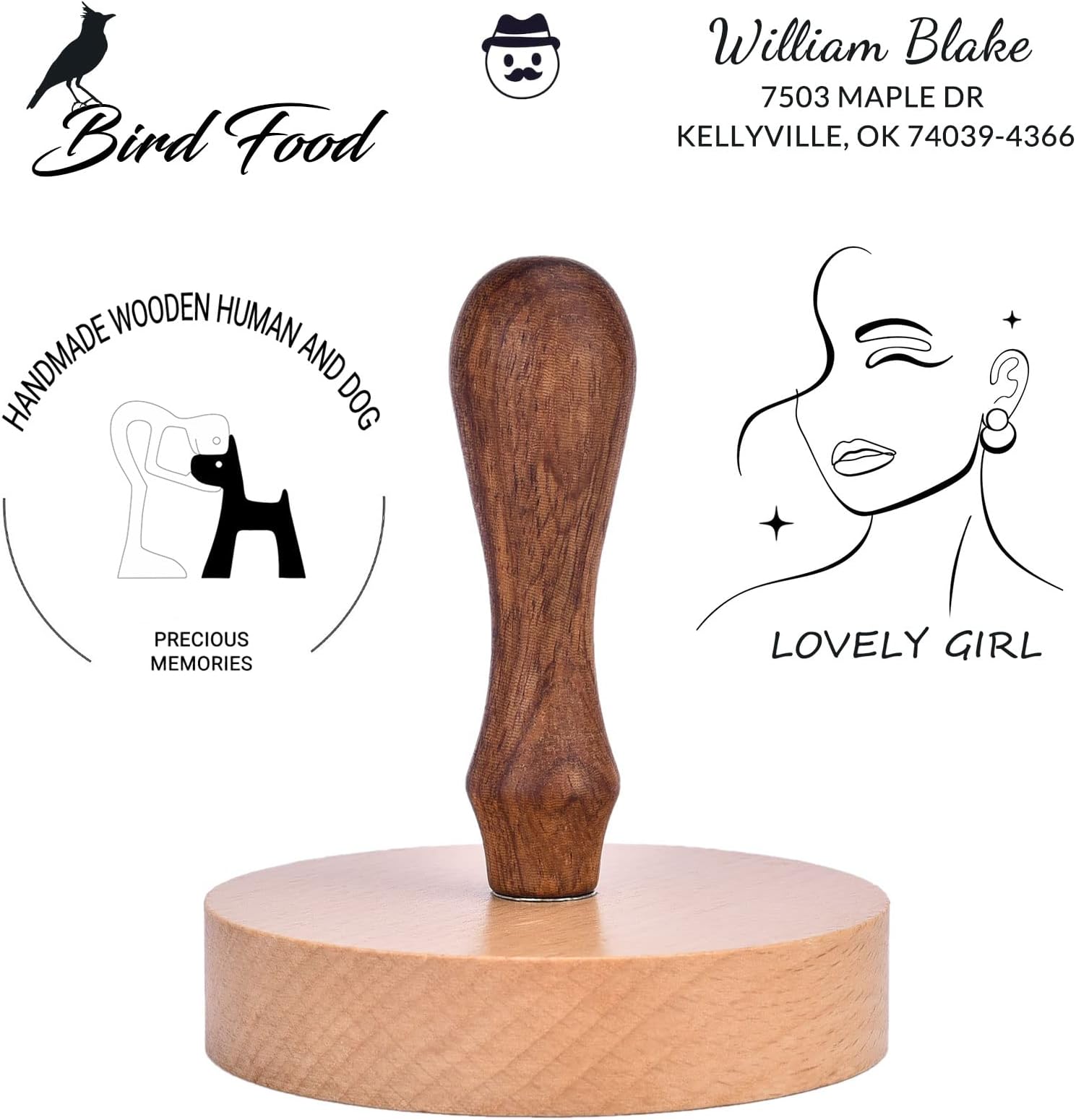 Custom Stamp - Personalized Logo/Address/Name Stamp Multiple Sizes Wooden Rubber Stamps