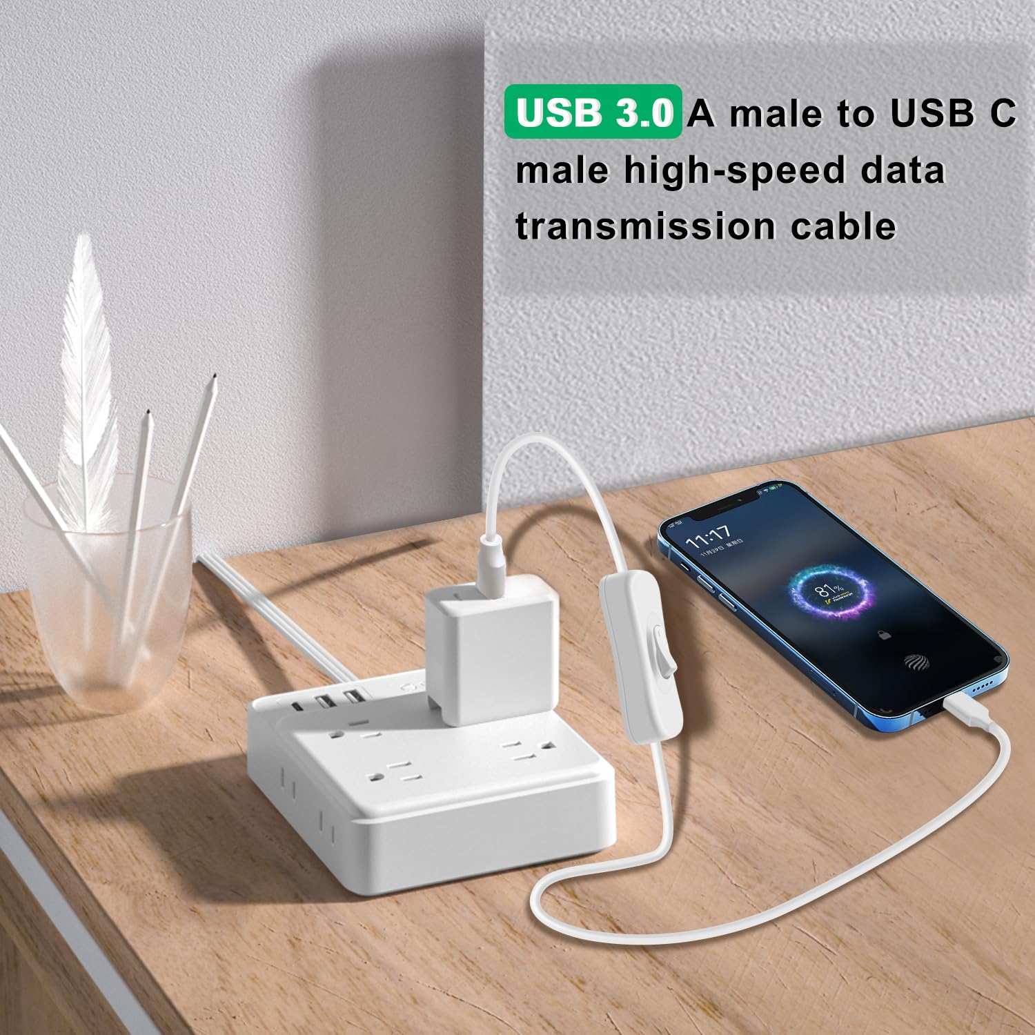 HuaLiSiJi Cavo OTG USB-C A USB 3.0 Con Interruttore 5Gbps – Adattatore Da Tipo-C Maschio A USB-A Femmina, Lunghezza 0.3m, Nero