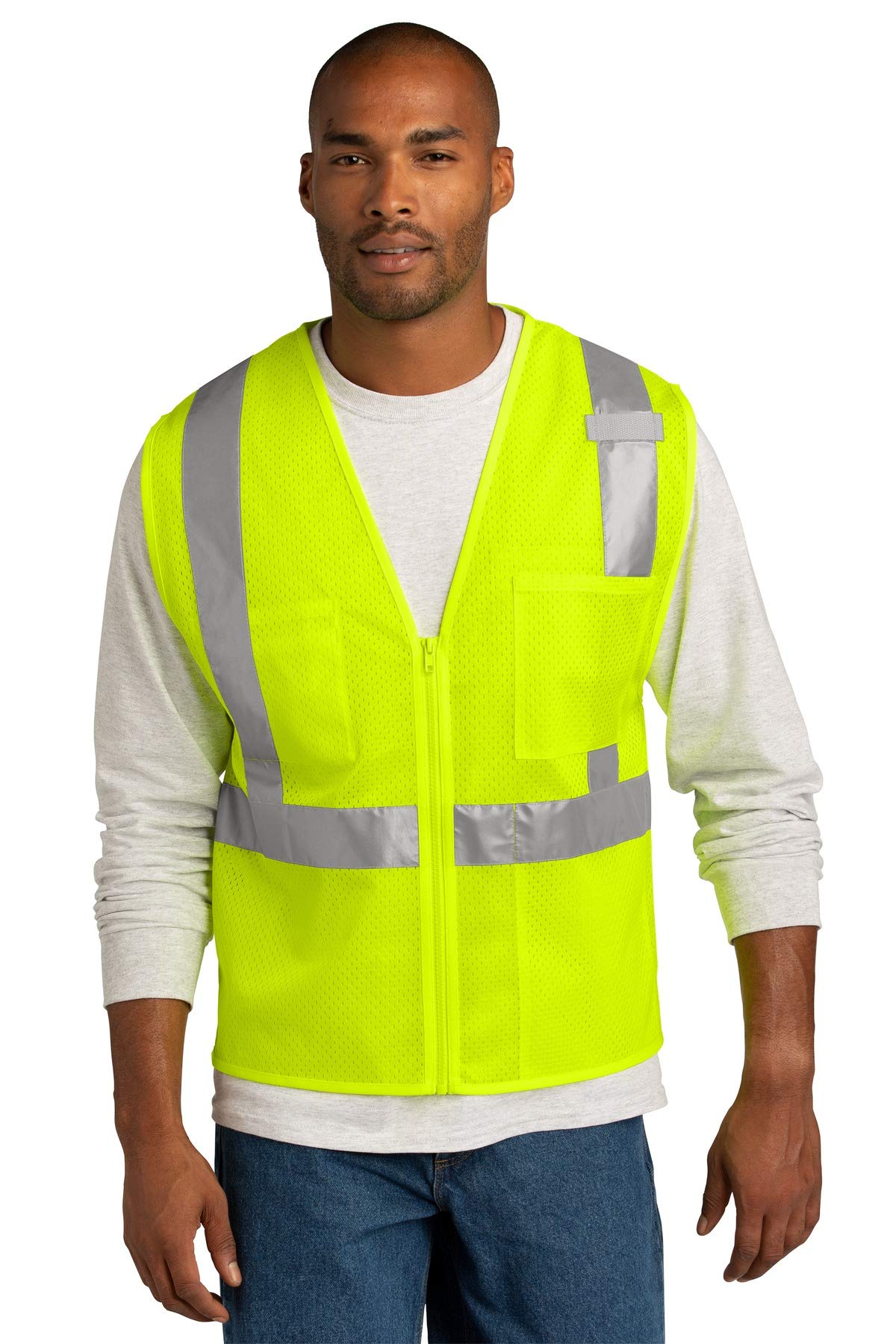 Cornerstone ANSI 107 Class 2 Mesh Zippered Vest | High Visibility Safety Gear for Men & Women, Reflective Outerwear for Construction, Roadside & Utility Work
