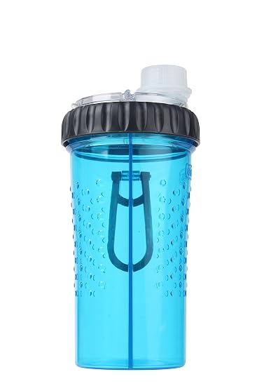Dexas Popware Snack Duo Dual Chambered 16 Ounce Hydration Bottle & Snack Container, Blue