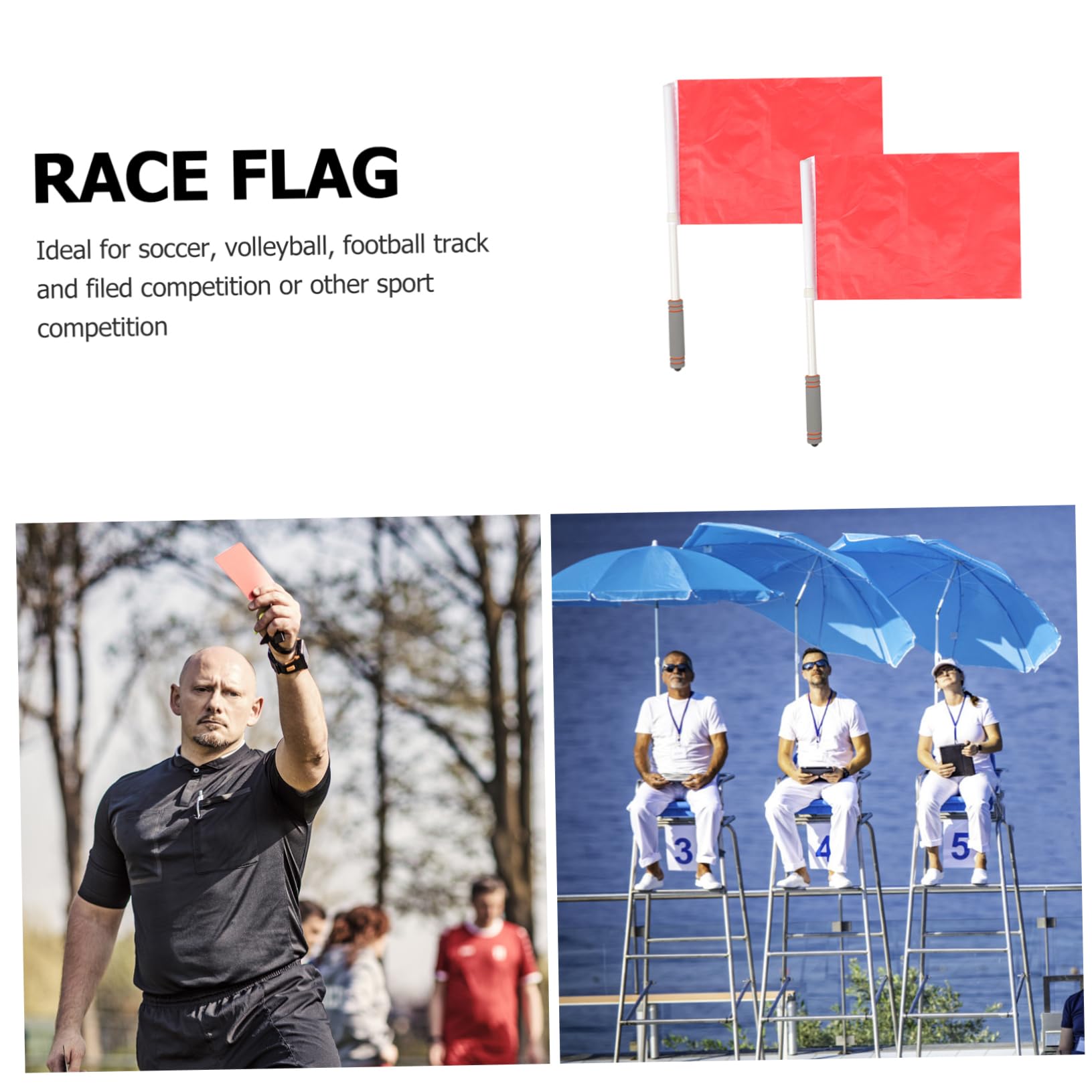 Mipcase 2pc Referee Hand Flags Signal Flags for Soccer Racing Traffic Bright Sturdy Handle