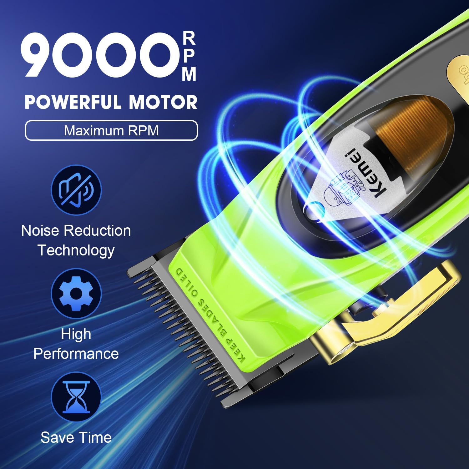 KEMEI Professional Hair Clipper for Men, Rechargeable Barber Clipper, Cordless Electric Hair Clipper and Trimmer, Haircut Clipper, Gift for Men