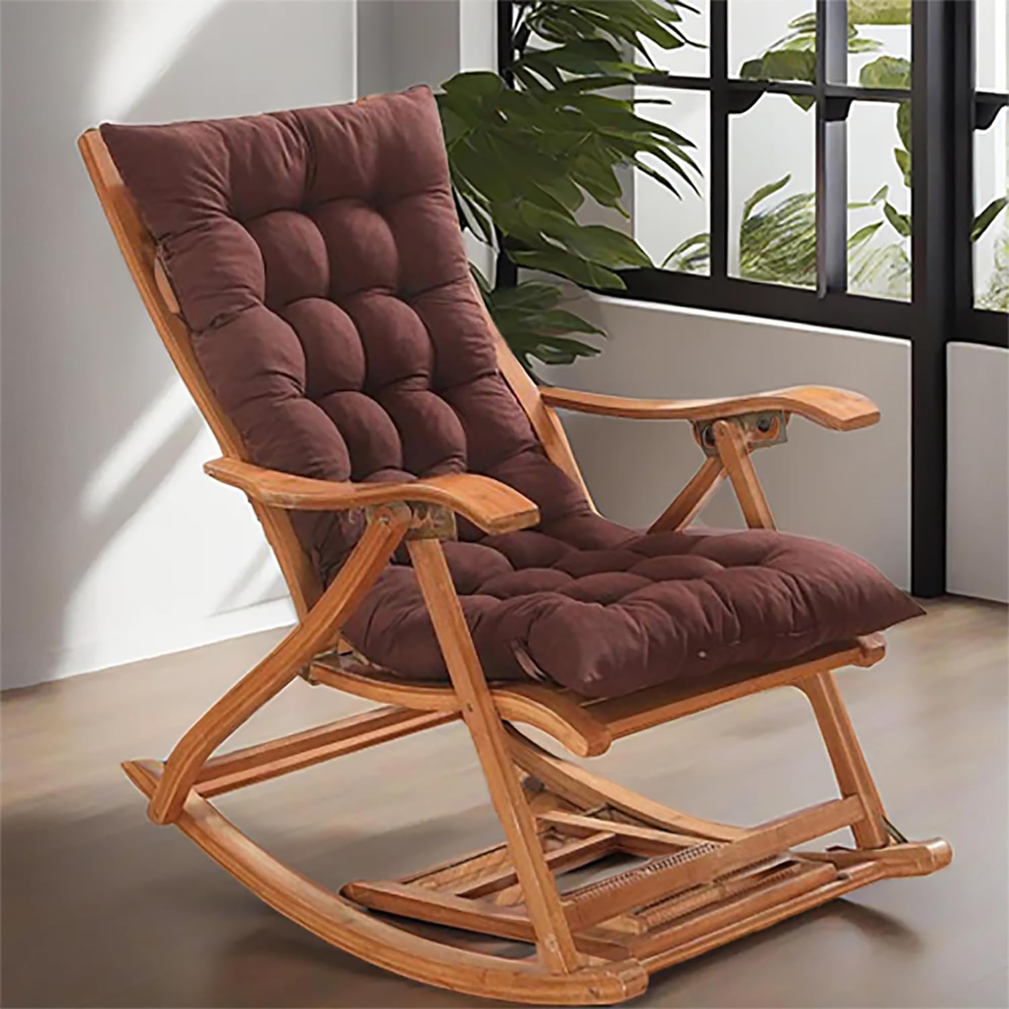 Kuber Industries Microfibre Solid Long Quilted Chair Cushion/Pad | Chair Back Rest Pillow | Size 45 X 121 CM | Pack of 1 | Brown