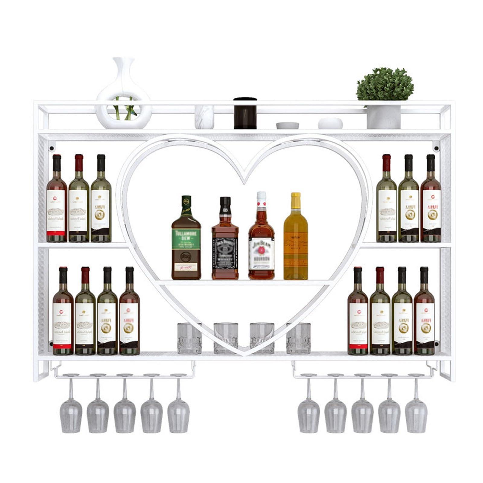 Portabottiglie da parete in metallo a 3 livelli, multifunzione, per casa, bar, sala da pranzo, cucina, portabottiglie da appendere + pratiche specifiche del prodotto - Facile installazione e durevole