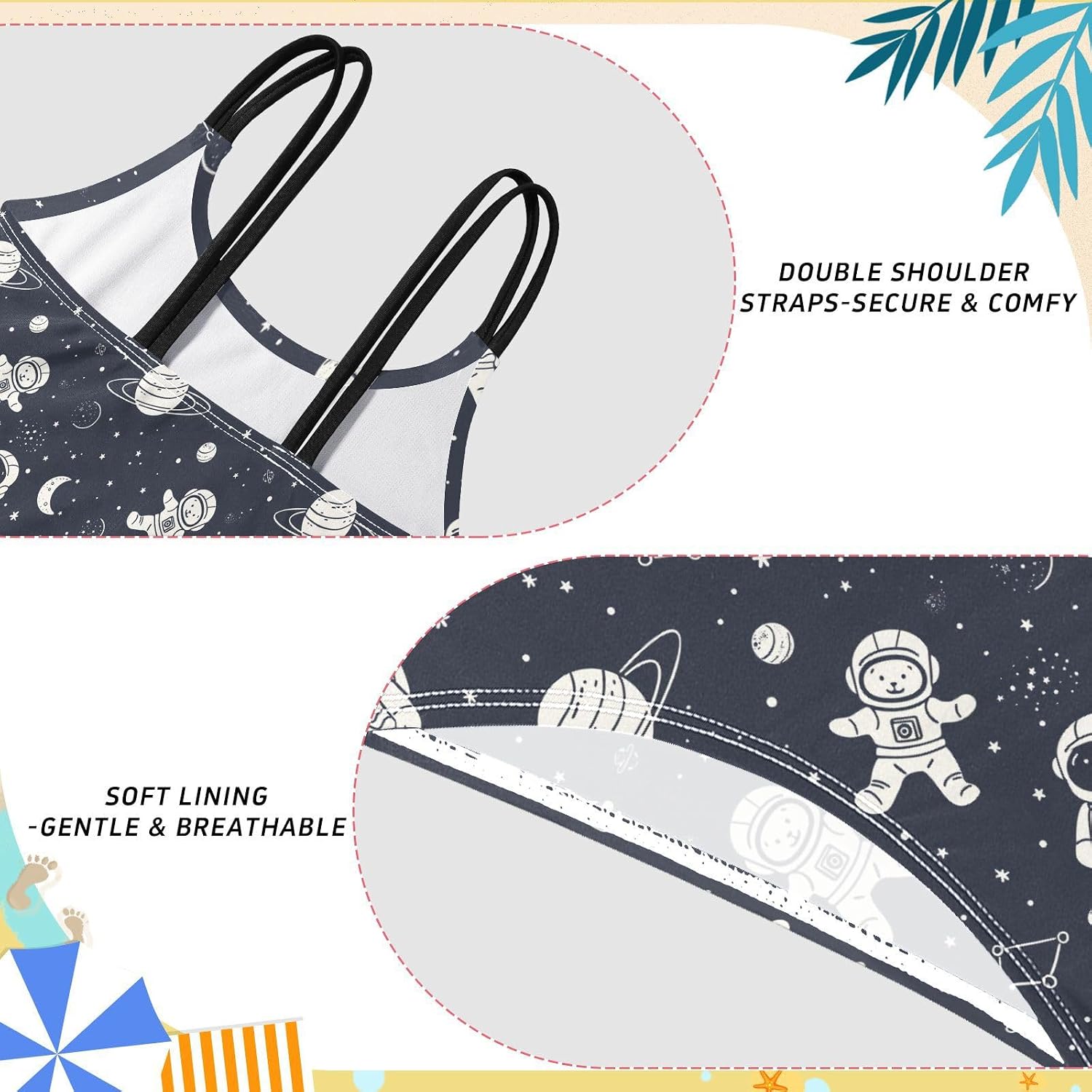 Girls Two Piece Swimsuits Bear Astronaut Planet Bikini Set Swimwear Kids Bathing Suit for Girls 5-12 Years