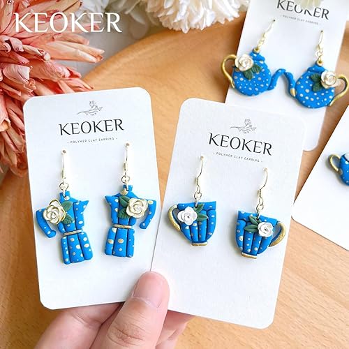 Miniatura 5 de KEOKER Cortadores de arcilla polimérica, cortador de arcilla polimérica de té de la tarde, cortadores de aretes de arcilla polimérica de café para