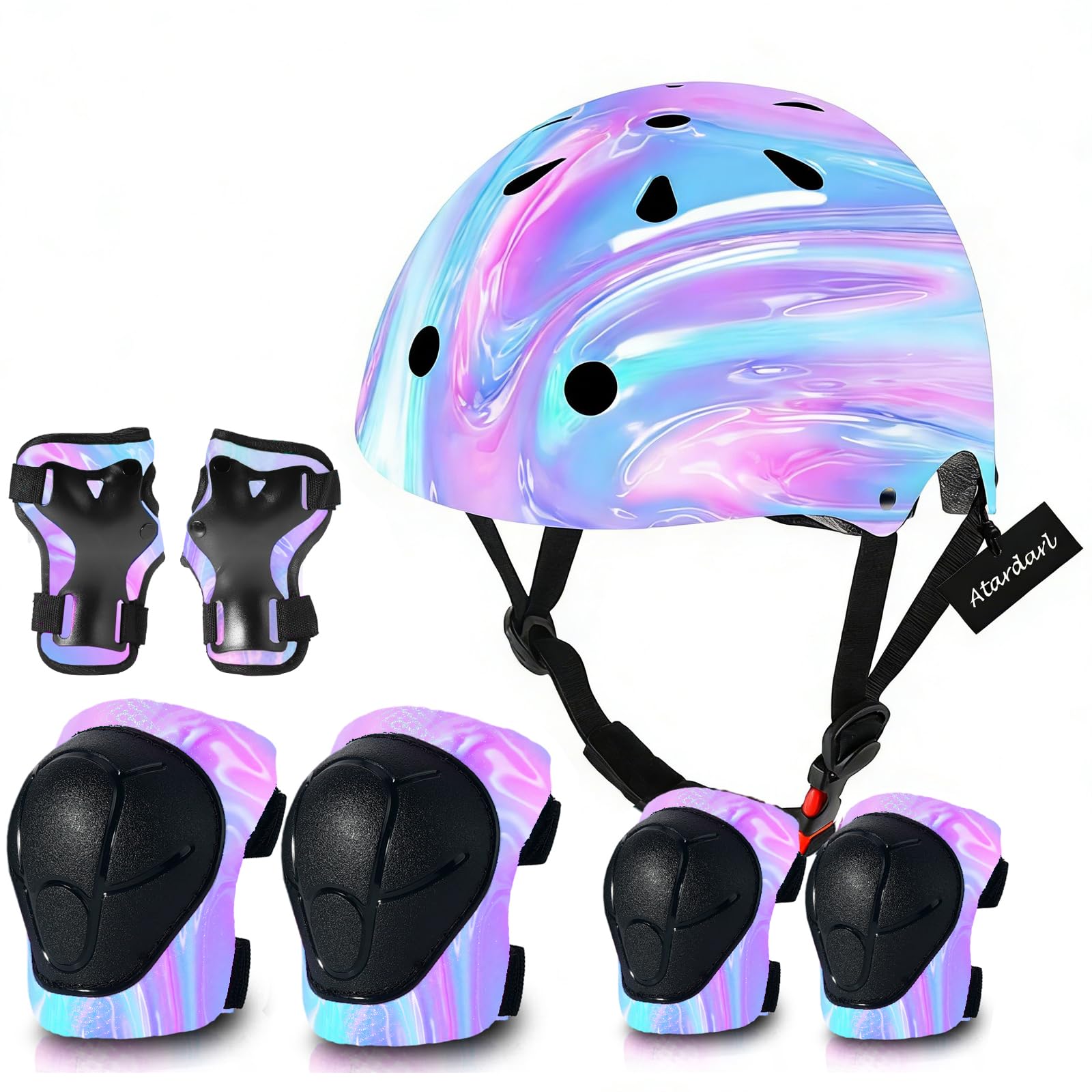Regulierbarer Fahrradhelm Kinder mit Kniepolster,Ellenbogenpolstern,Handgelenksschutz – Kinderhelm für 3-5-8-14 Jahre –Ideal für Skaten,Fahrradfahren,Radfahren,Skateboarden –Für Jungen & Mädchen