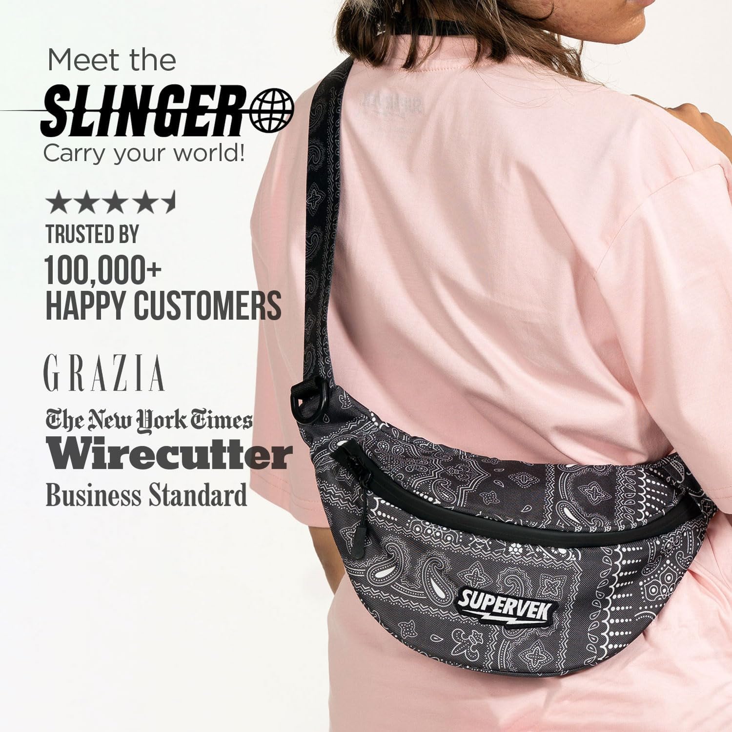 SUPERVEK PRO Fanny Pack for Men Women - YKK Waterproof Zipper & Fabric, Crossbody Bag Waist Pack, Belt Bag for Travel Running Outdoor Hiking Cycling - Carry Any Phone, Wallet - Bandana - Image 2