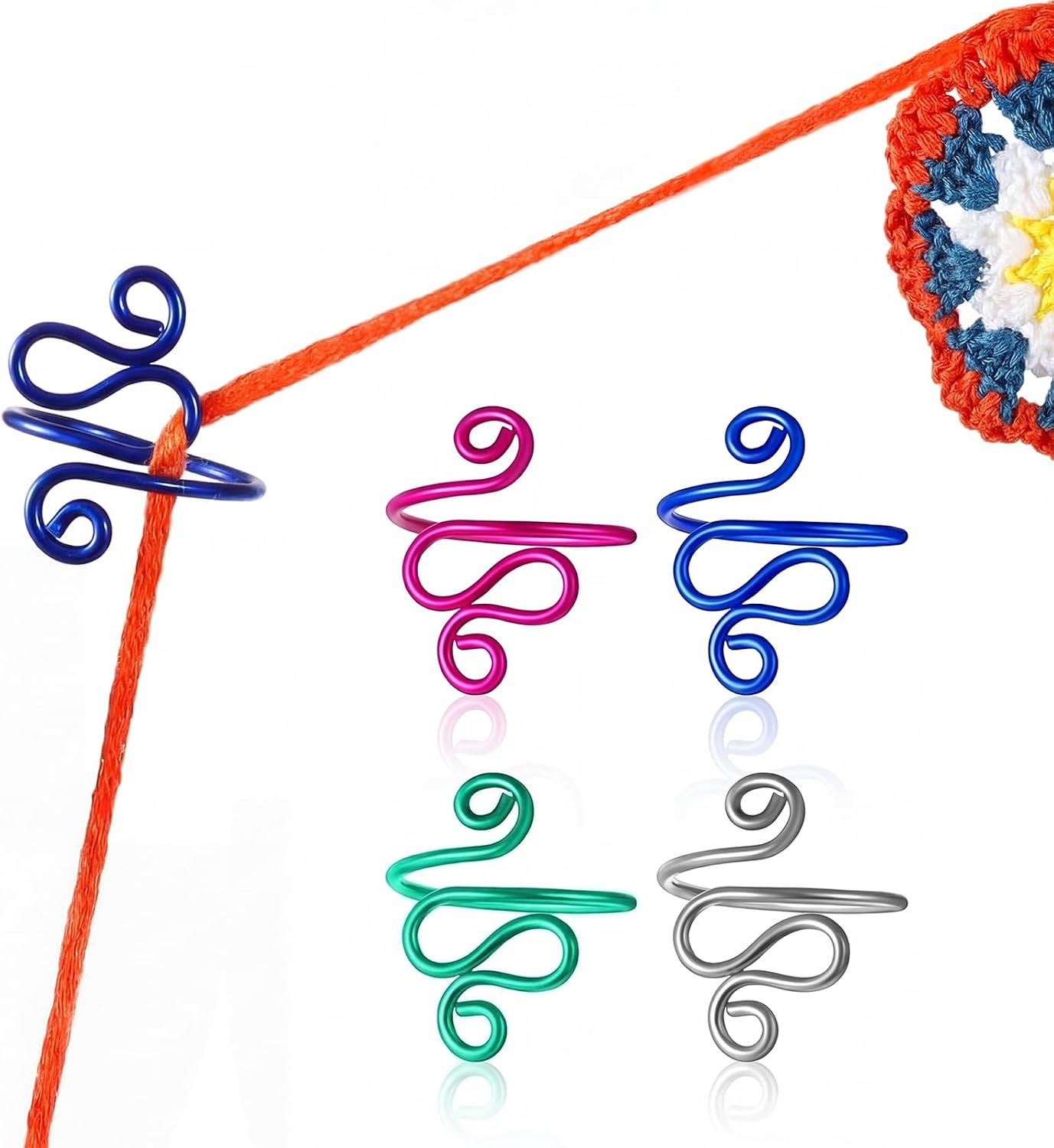 Hoolerry 4 Pcs Crochet Rings Adjustable Yarn Guide for Knitting
