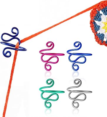 Hoolerry 4 Pcs Crochet Tension Rings for Finger, Adjustable Yarn Guide Rings for Crocheting and Knitting, Crochet Accessories Gifts for Women Beginners and Knitters, Size 7-10, 4 Colors