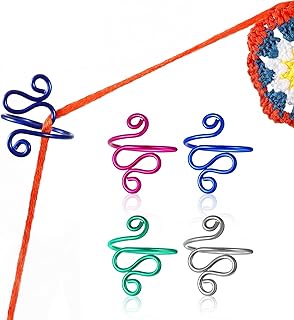 Hoolerry 4 Pcs Handmade Crochet Tension Ring Adjustable Yarn Guide Crochet Birthday Mother's Day Gifts for Mother Grandma, Crocheters Knitters, Size 7-10, 4 Colors