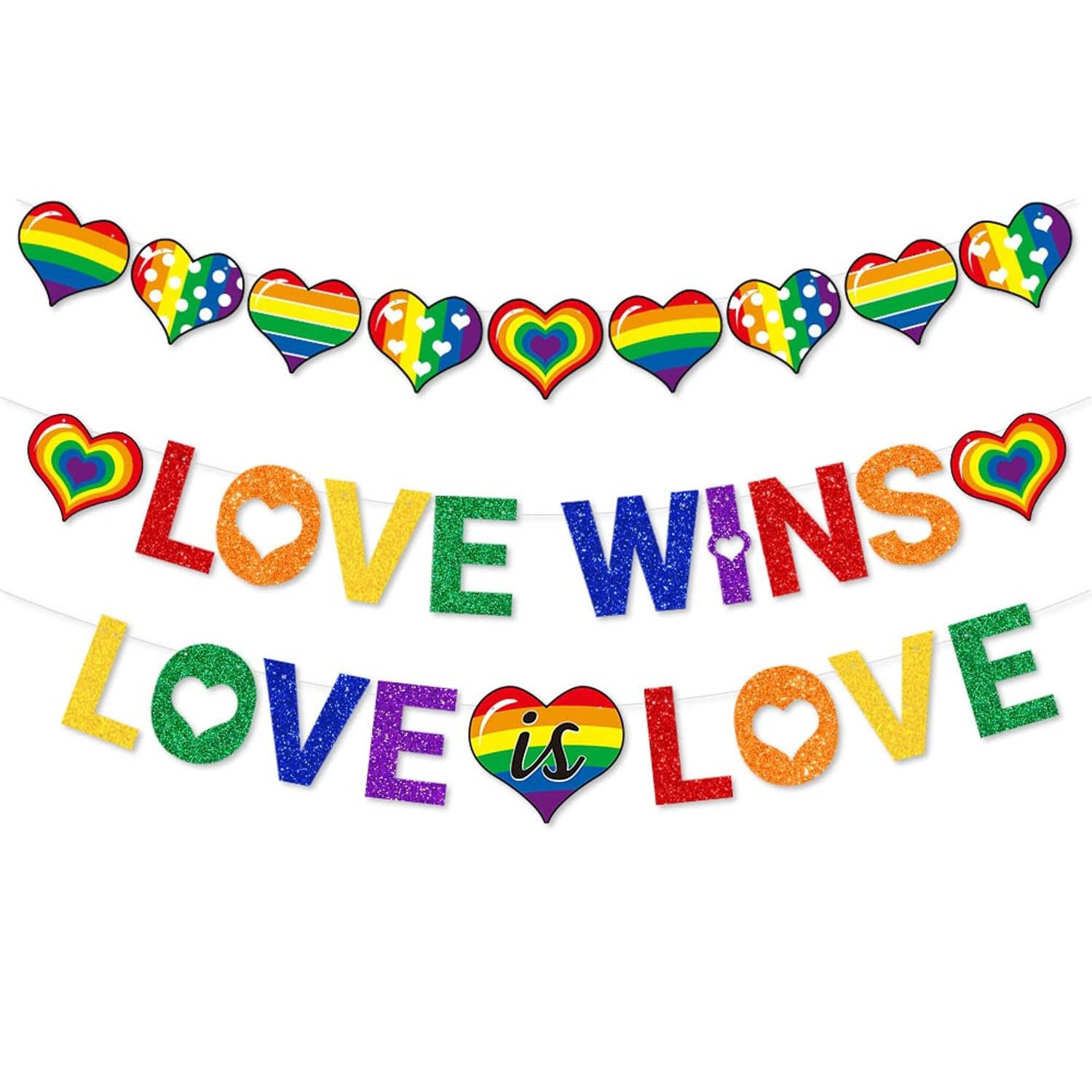 RNSKFG 1 Rainbow Banner And 1 Pull Flag, Pendant Banner Ornament, Party Venue Decoration, Indoor And Outdoor Hanging Flag.