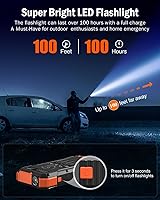 Vista 9 de BLAVOR Cargador solar de 20000 mAh integrado 4 cables, batería externa de carga rápida de 20 W con USB C, luz de campamento, linterna, batería